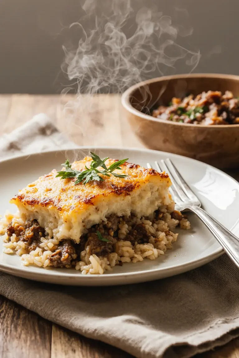 French Onion Ground Beef and Rice Casserole