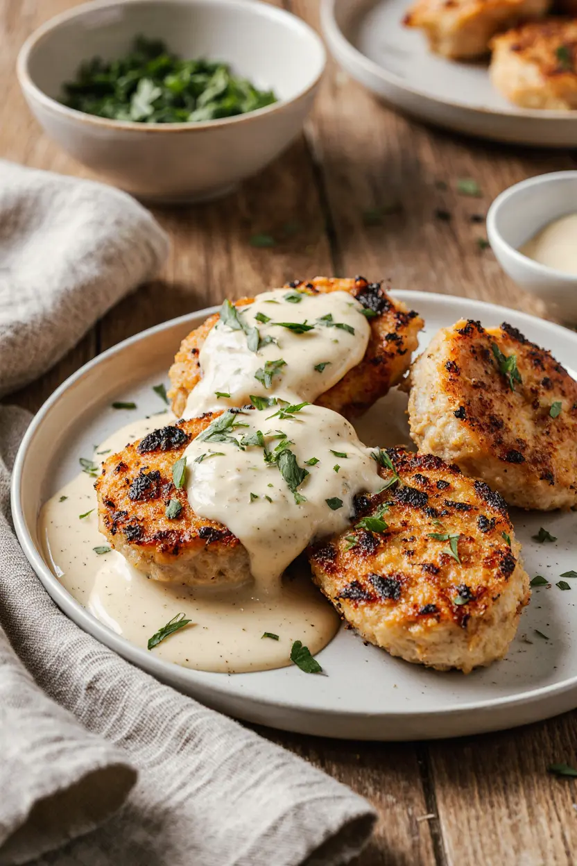 Grilled Chicken Bites with Creamy Garlic Sauce