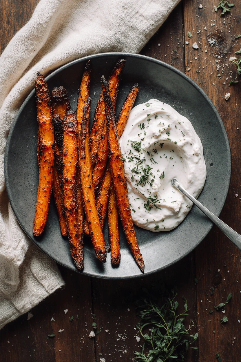 Roasted Carrots with Whipped Feta Dip
