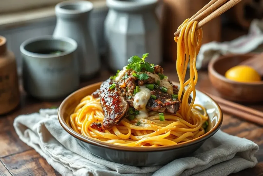 Garlic Butter Steak Lightning Noodles