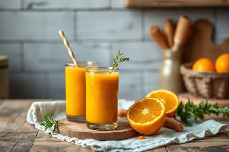 Orange carrot ginger turmeric juice