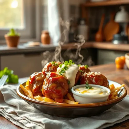 Korean BBQ Meatballs with Spicy Mayo Dip