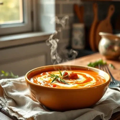 Creamy Roasted Tomato Soup with Herbs