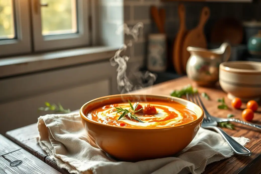 Creamy Roasted Tomato Soup with Herbs