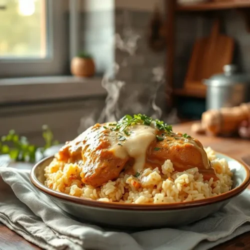 Creamy Smothered Chicken and Rice