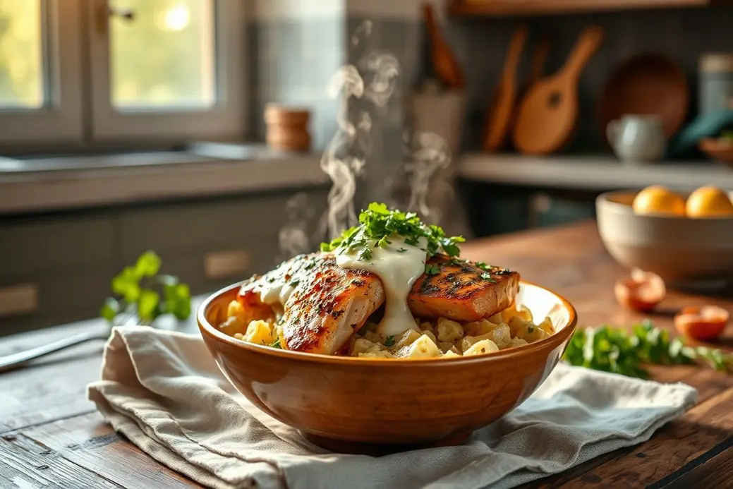 Chimichurri Grilled Chicken Bowl with Garlic Sauce